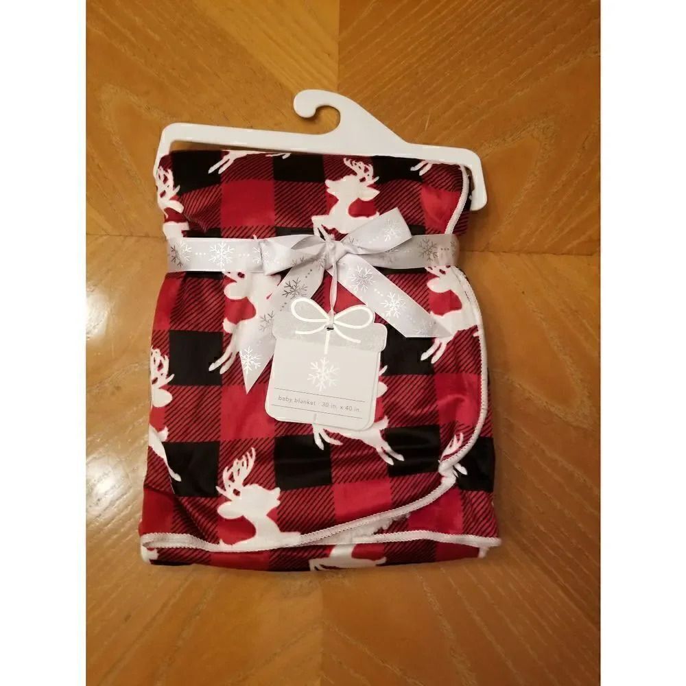 Reindeer red and black buffalo baby blankey
